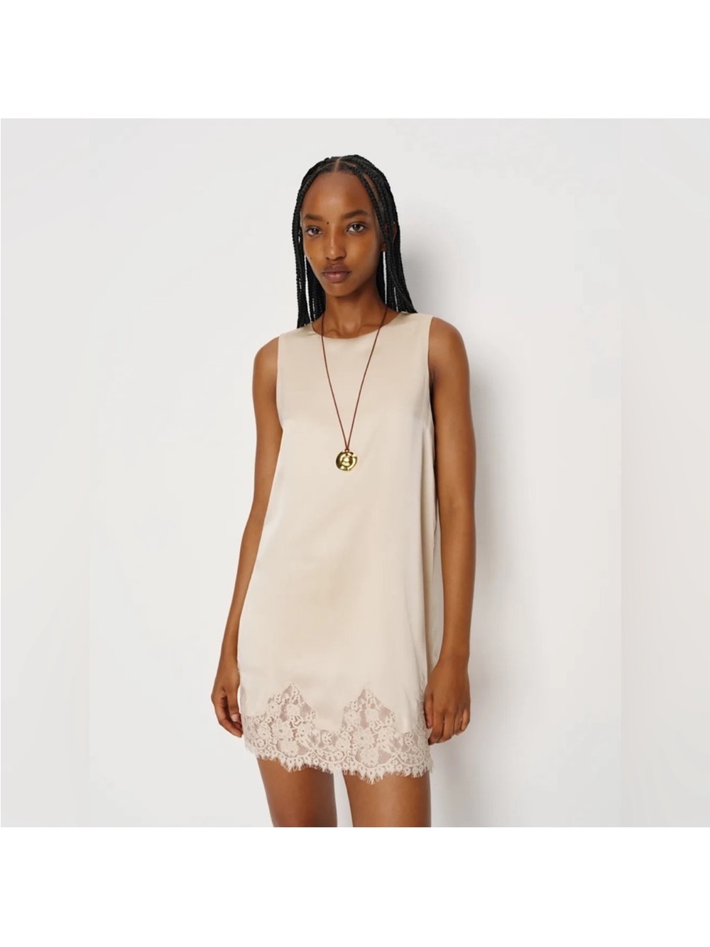 Reformation Jessalyn silk dress in almond